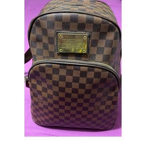 Brown checkered backpack